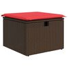 vidaXL Garden Stool with Cushion Brown 55 x 55 x 37 cm Poly Rattan