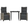 vidaXL 3 Piece Garden Dining Set with Cushions Grey Poly Rattan