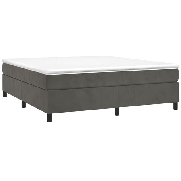vidaXL Box Spring Bed Frame Dark Grey King Velvet (US Only)