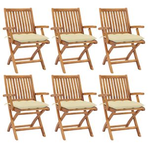 vidaXL Folding Garden Chairs with Cushions 6 pcs Solid Teak Wood