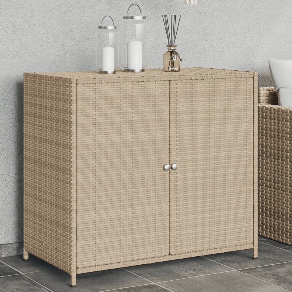 vidaXL Garden Storage Cabinet Beige 83x45x76 cm Poly Rattan