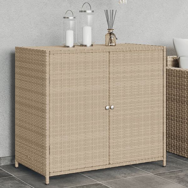 vidaXL Garden Storage Cabinet Beige 83x45x76 cm Poly Rattan