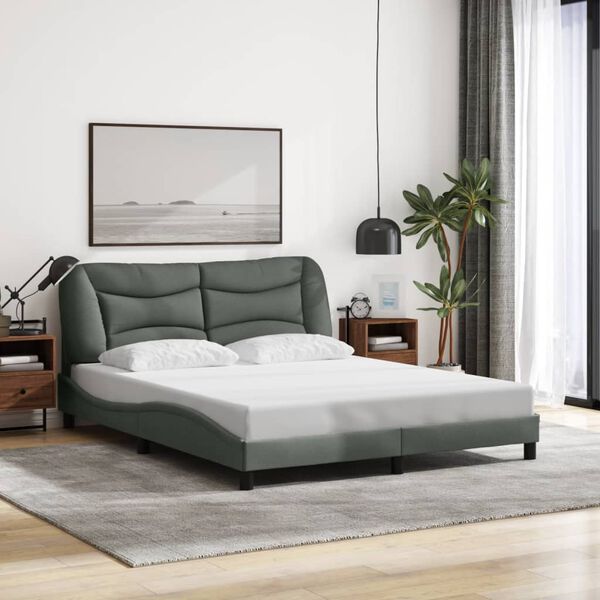vidaXL Bed Frame without Mattress "Hvar" Dark Grey 152x203 cm Queen Fabric