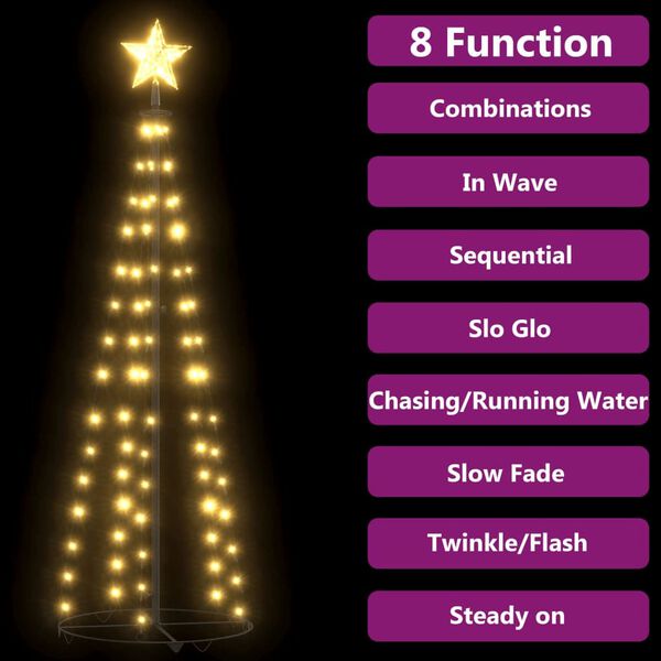 vidaXL Christmas Cone Tree Warm White 84 LEDs Decoration 50x150 cm
