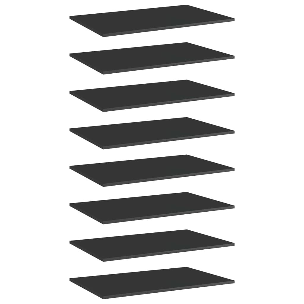 vidaXL Bookshelf Boards 8 pcs High Gloss Black 80x50x1.5 cm Engineered Wood
