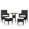 vidaXL 5 Piece Garden Lounge Set Poly Rattan Black
