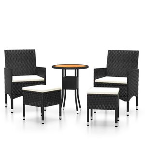 vidaXL 5 Piece Garden Lounge Set Poly Rattan Black
