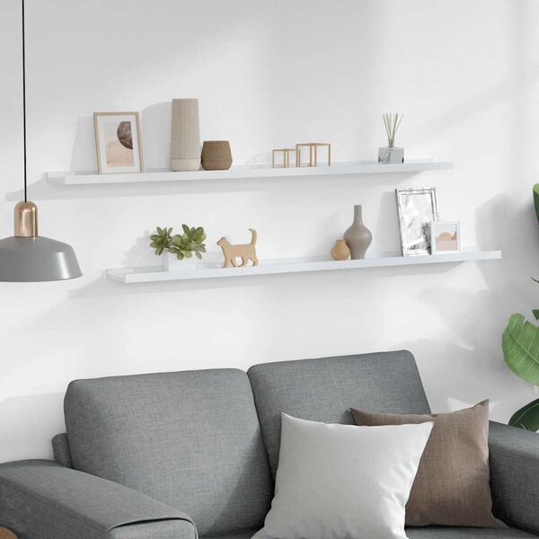 vidaXL Wall Shelves 2 pcs White 115x9x3 cm