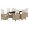 vidaXL Garden Dining Set with Cushion 7 pcs Beige Poly Rattan