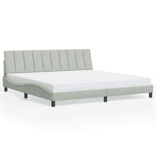 vidaXL Bed Frame with LED without Mattress "Hanko" Light Grey 193x203 cm Velvet