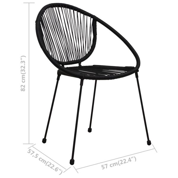 vidaXL Garden Chairs 2 pcs PVC Rattan Black
