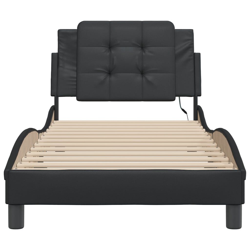 vidaXL Bed Frame with LED without Mattress Black 100x190 cm