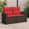 vidaXL Garden Sofa with Cushions 2-Seater Brown Poly Rattan