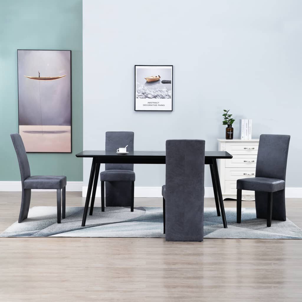 vidaXL Dining Chairs 4 pcs grey Faux Suede Leather