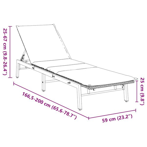 vidaXL Sun Lounger with Cushion Grey Poly Rattan