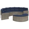 vidaXL Garden Sofa with Cushions Half-Round Grey Poly Rattan