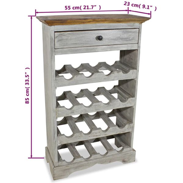 vidaXL Wine Rack Solid Mahogany Wood 55x23x85 cm