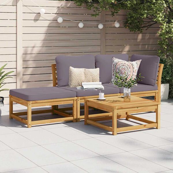 vidaXL 3 Piece Garden Lounge Set with Cushions Solid Wood Acacia
