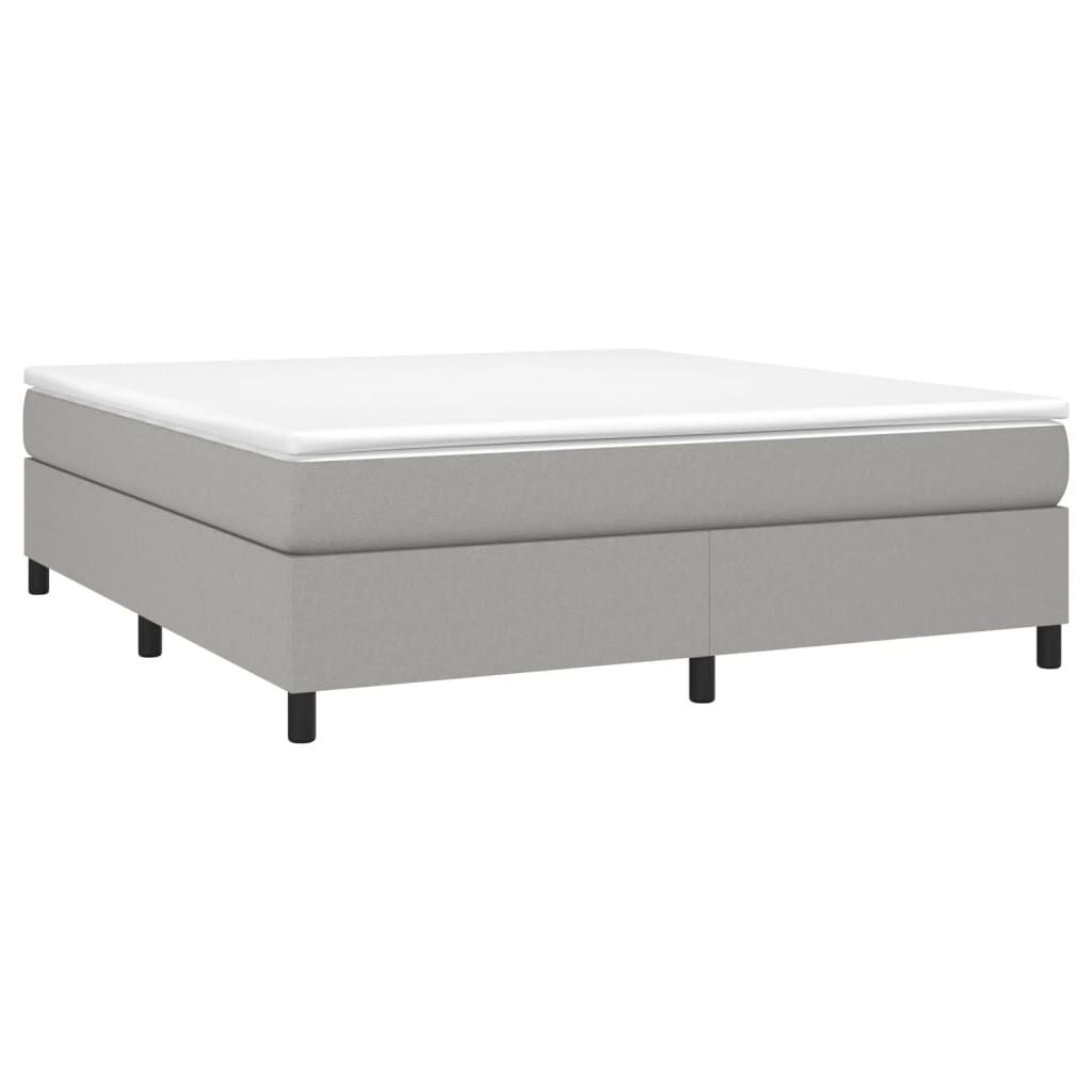 vidaXL Box Spring Bed with Mattress Light Grey 183x213 cm California King Fabric