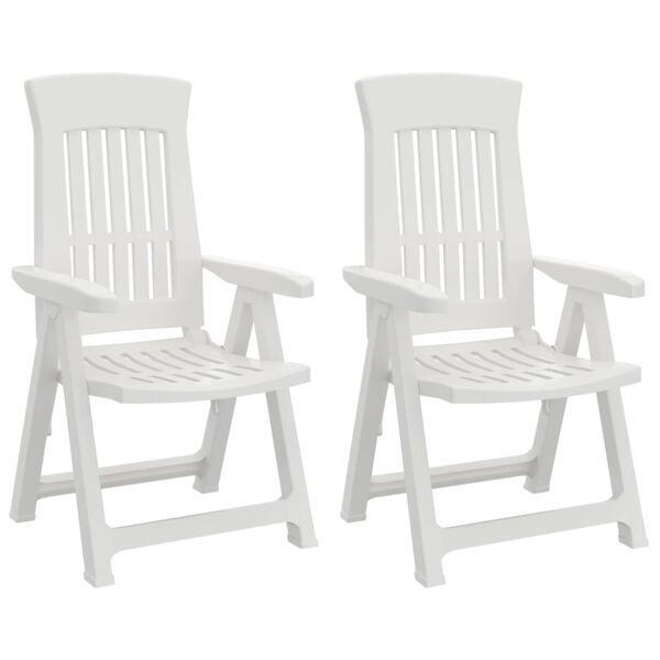 vidaXL Garden Reclining Chairs 2 pcs White PP