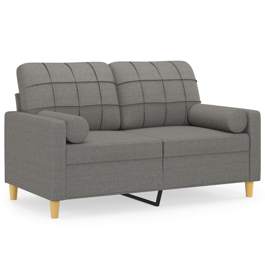 vidaXL 2-Seater Sofa with Pillows&Cushions Dark Grey 120 cm Fabric