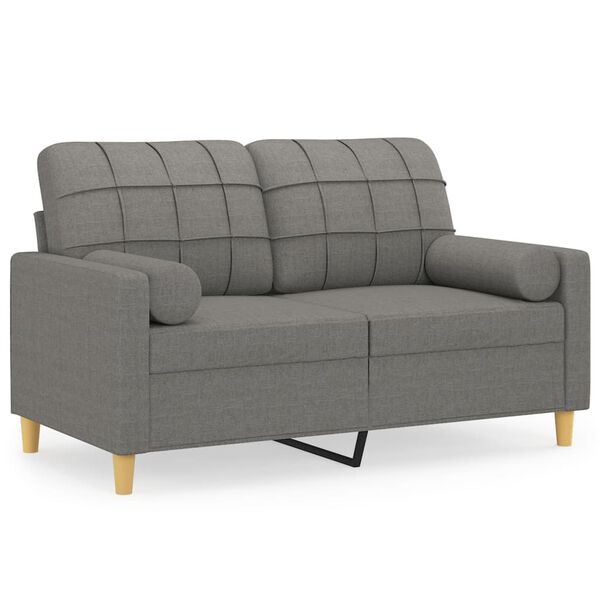 vidaXL 2-Seater Sofa with Pillows&Cushions Dark Grey 120 cm Fabric
