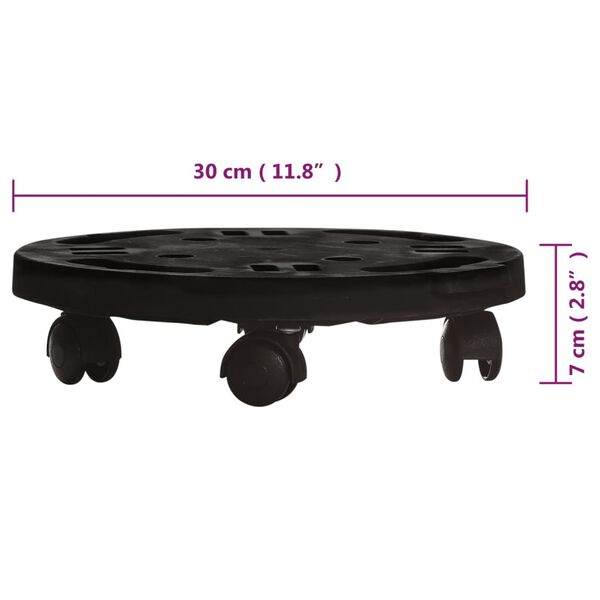 vidaXL Plant Trolley with Wheels Diameter 30 cm Black 170 kg