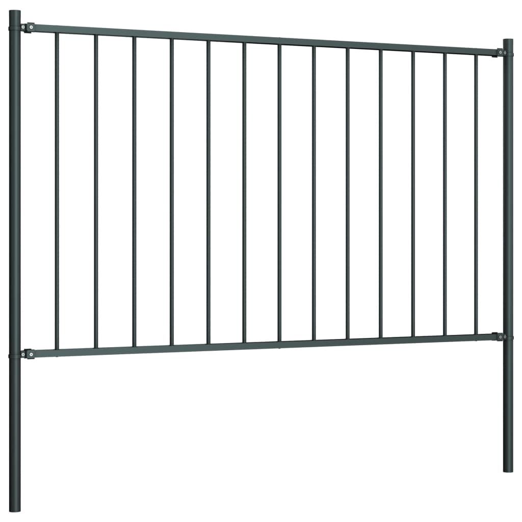 vidaXL Fence Panel with Posts Powder-coated Steel 1.7x0.75 m Anthracite