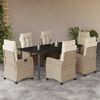 vidaXL 7 Piece Garden Dining Set with Cushions Beige Poly Rattan