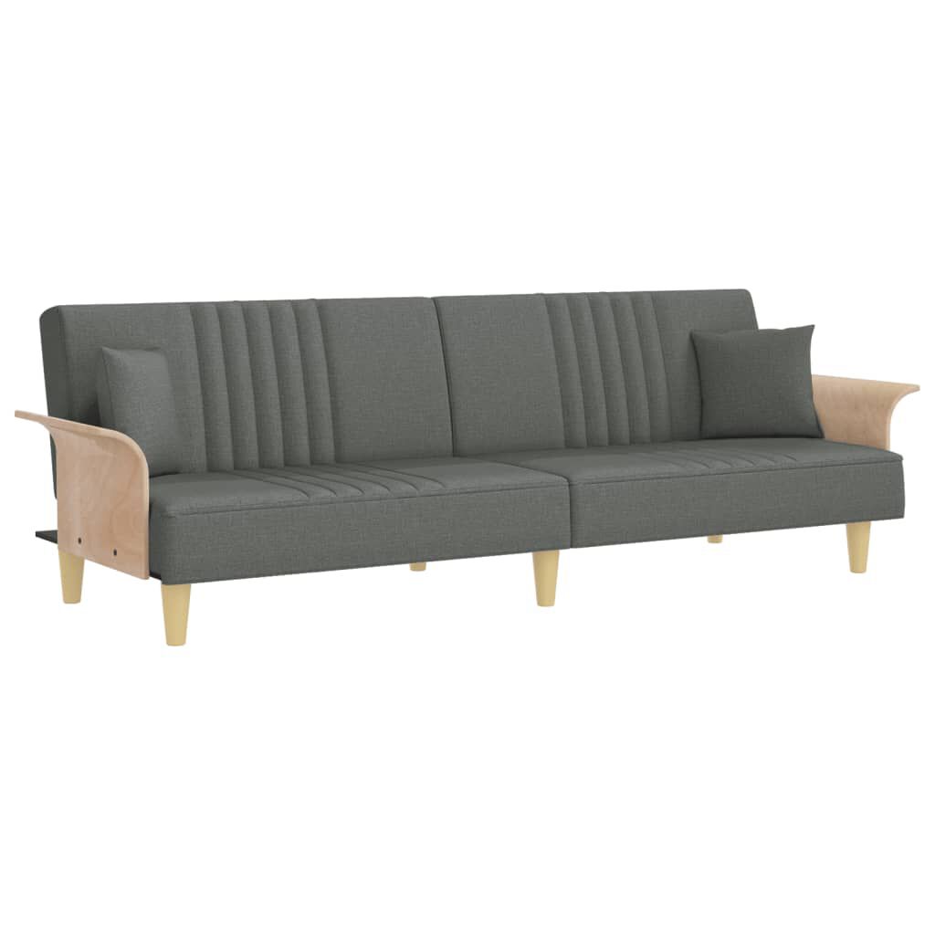 vidaXL Sofa Bed with Armrests Dark Grey Fabric
