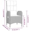vidaXL 3 Piece Garden Dining Set with Cushions Black and Grey Poly Rattan