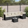 vidaXL 7 Piece Garden Sofa Set with Cushions Black Poly Rattan