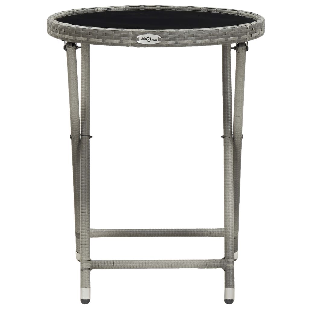 vidaXL 3 Piece Garden Bistro Set Poly Rattan and Tempered Glass Grey