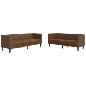 vidaXL 2 Piece Chesterfield Sofa Set Brown Faux Suede Leather