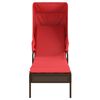 vidaXL Sun Lounger with Canopy Brown Poly Rattan