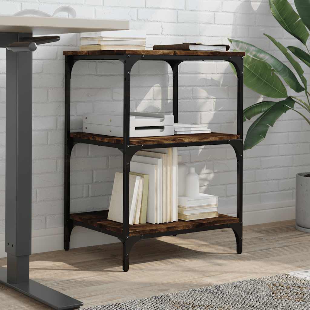 vidaXL Printer Stand 3-Tier Smoked Oak 50x41x75 cm Engineered Wood