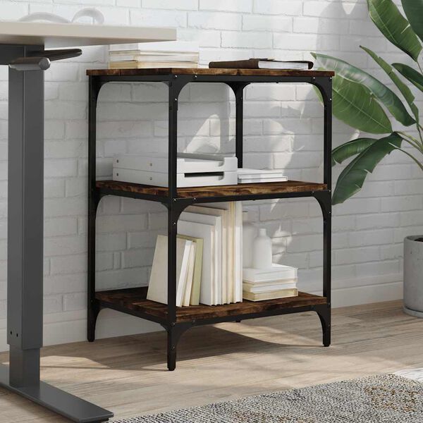 vidaXL Printer Stand 3-Tier Smoked Oak 50x41x75 cm Engineered Wood