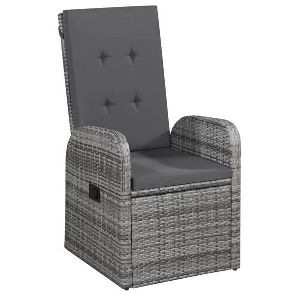 vidaXL 7 Piece Garden Dining Set with Cushions Grey