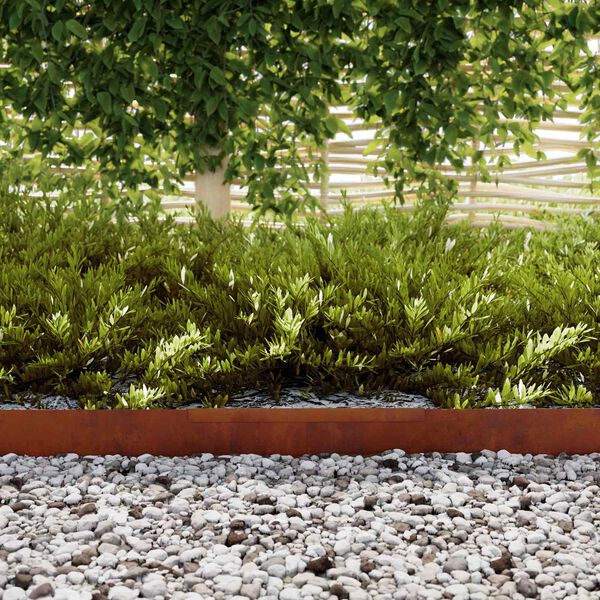 vidaXL Lawn Edging 4 pcs Rusty 450 x 0.05 x 10 cm Weathering Steel