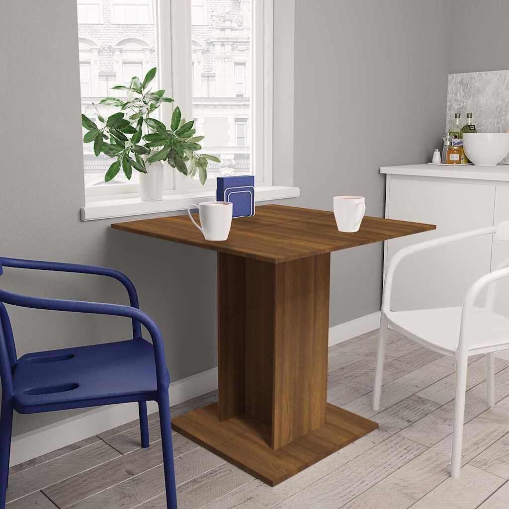vidaXL Dining Table Brown Oak 80x80x75 cm Engineered Wood