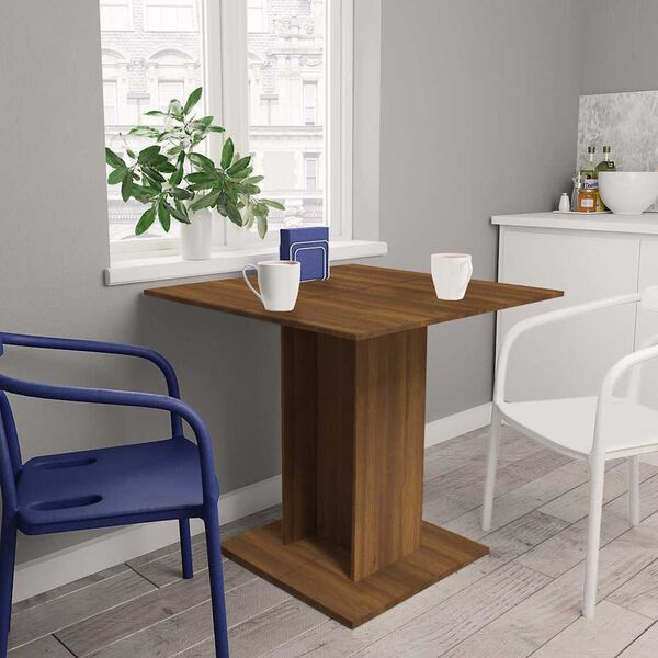 vidaXL Dining Table Brown Oak 80x80x75 cm Engineered Wood