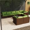 vidaXL 9 Piece Garden Lounge Set with Cushions Brown Poly Rattan
