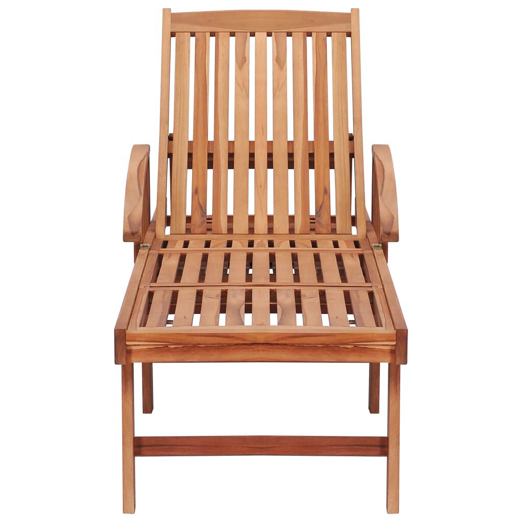 vidaXL Sun Lounger with Royal Blue Cushion Solid Teak Wood