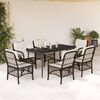 vidaXL 7 Piece Garden Dining Set with Cushions Brown Poly Rattan