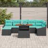 vidaXL Garden Sofa Set with Cushion 8 pcs Black and Teal