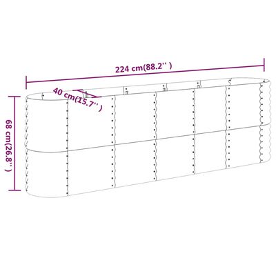 vidaXL Garden Raised Bed Powder-coated Steel 224x40x68 cm Silver