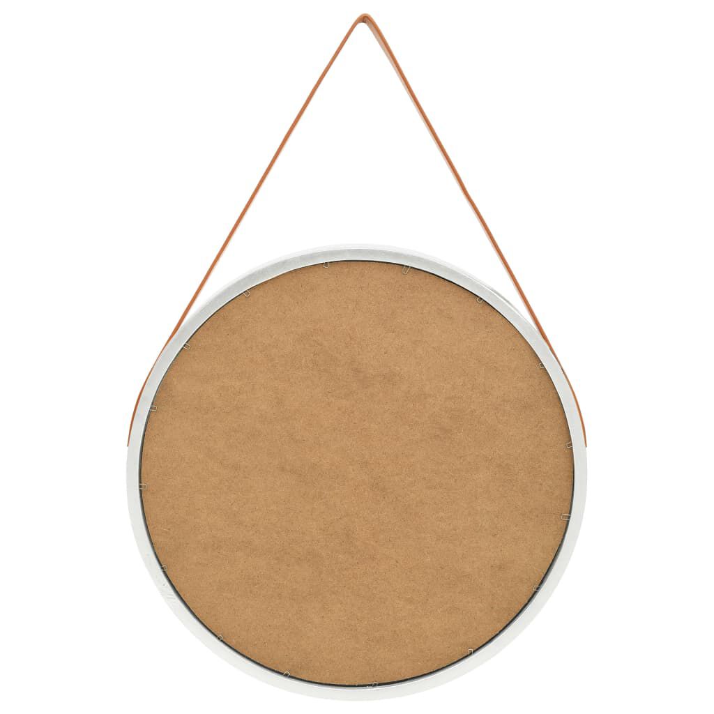 vidaXL Wall Mirror with Strap 60 cm Silver