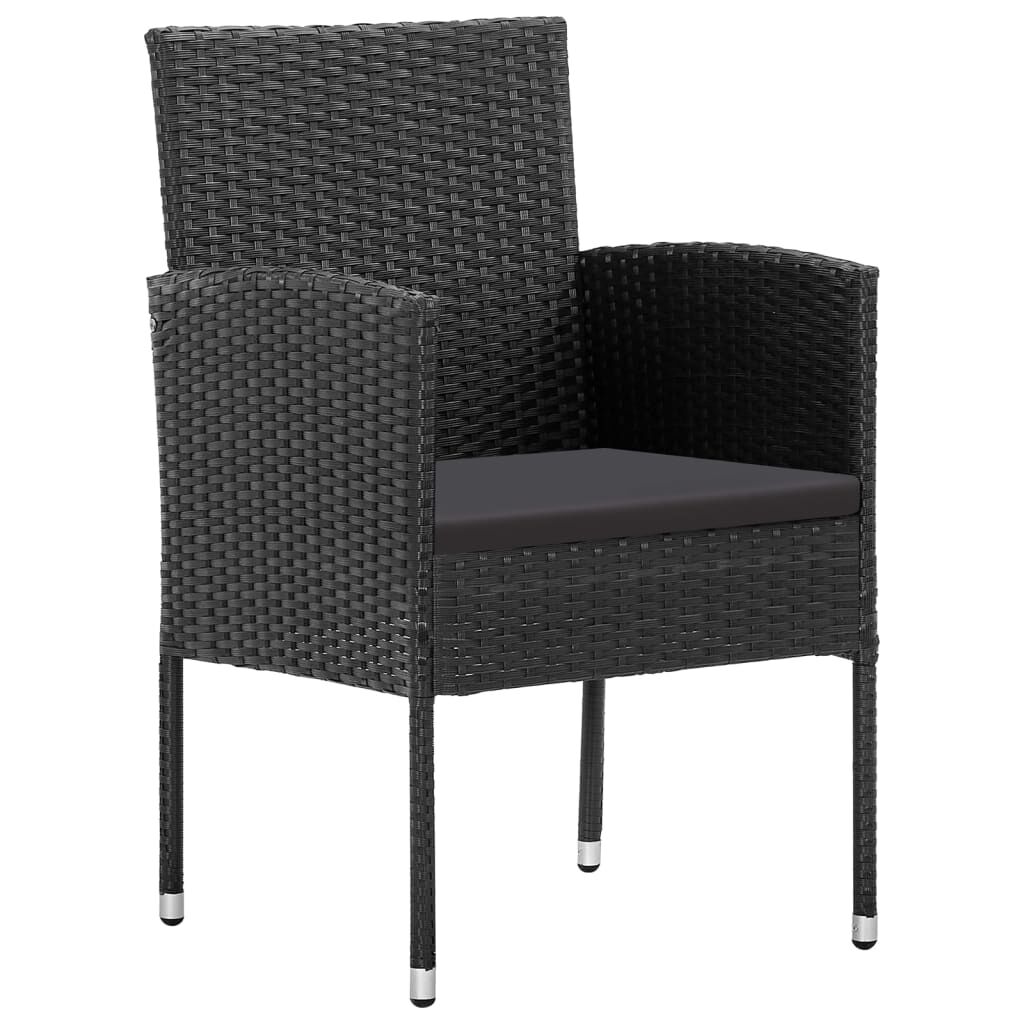 vidaXL 7 Piece Garden Dining Set Poly Rattan Black
