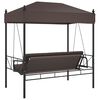 vidaXL Garden Swing Bench with Canopy Coffee Brown&nbsp;Steel