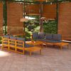 vidaXL 5 Piece Garden Lounge Set with Dark Grey Cushions Acacia Wood